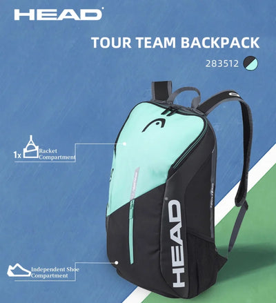 HEAD Tennis Backpack Large Capacity Outdoor Sport Bag TOUR TEAM Multifunctional Tenis Padel Racket Bag With Shoe Compartment