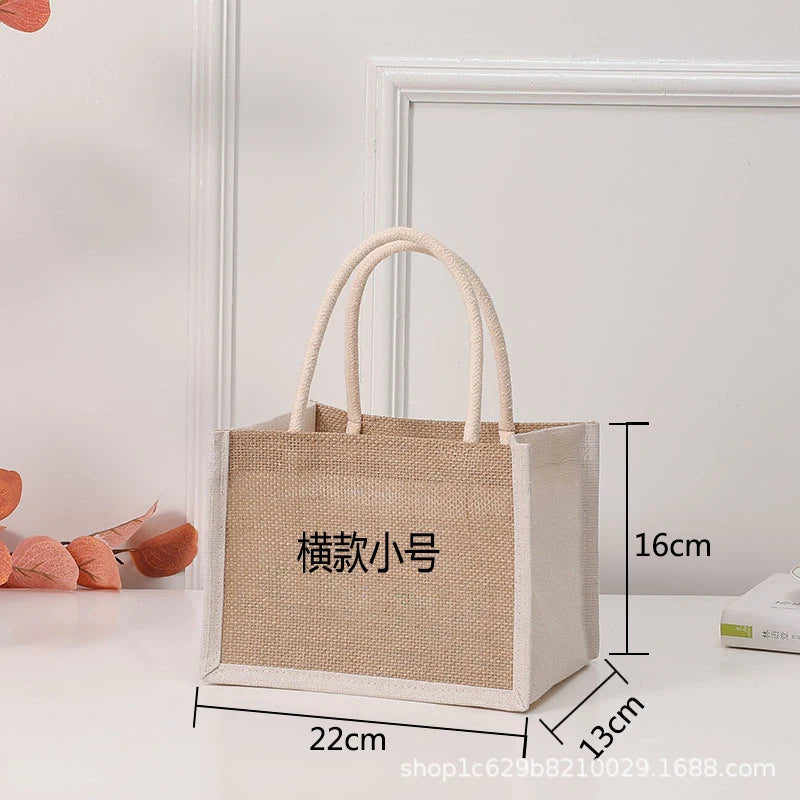 Cotton bag Burlap Grocery Bag Canvas Tote Shopping bag Shoulder Eco-Friendly Handbags Cotton Storage Bag portable burlap handbag
