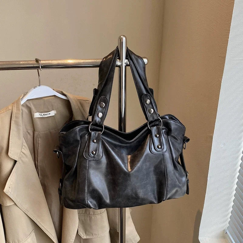 Fashion Classic Versatile Large Capacity Shoulder Bag Soft Commuter Retro Handbag Pu Leather Ladies Tote Bags Women Shopping Bag
