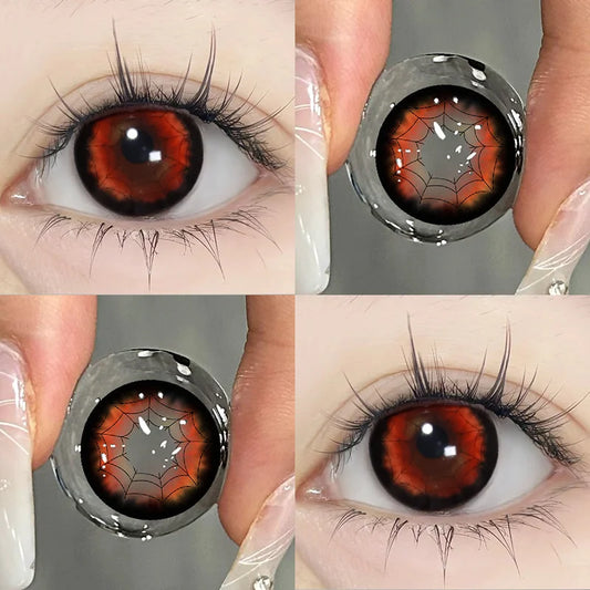 KSSEYE 2PCS Red Contact Lenses with Prescription Beauty Pupils Natural Soft Eye Pink Lenses Makeup Cosplay Fast Shipping Yearly