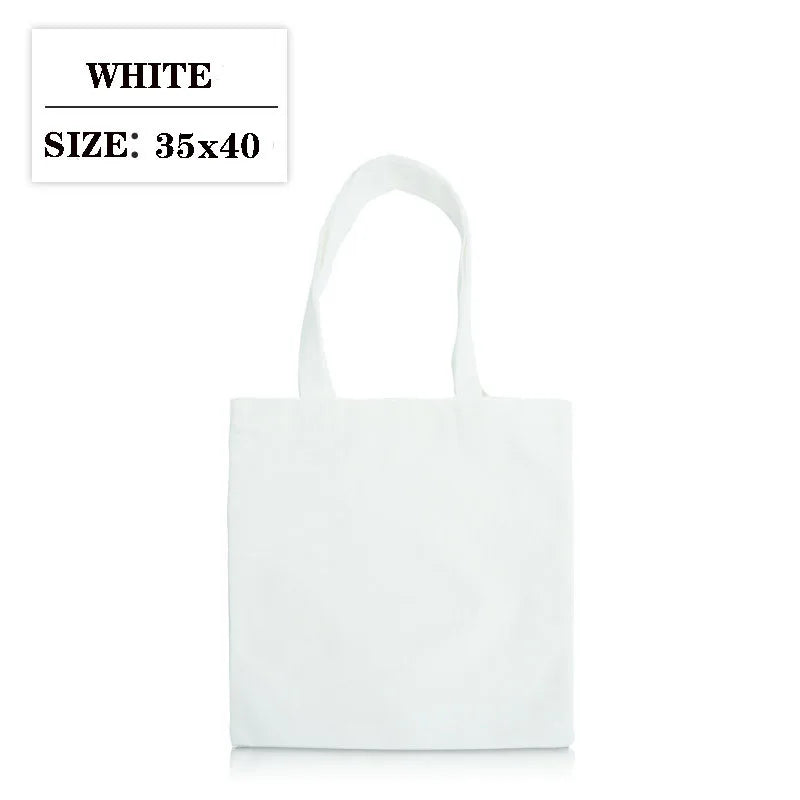 Canvas Cloth Bag Cotton Shopping grocery bags Resuable fabric shoulder bag Folding Tote Portable Handbags School Pen Storage Bag