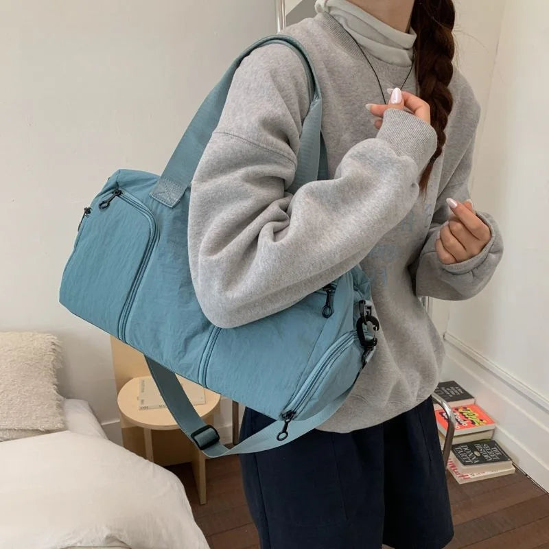 Women's Sports Fitness Bag Large Capacity Handbag Short Trip Travel Bag Commuter Crossbody Bag Breathable Soft Design