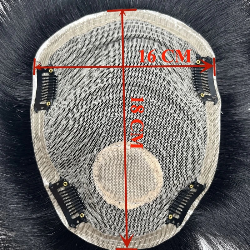 Man Toupee with 4 Clips on Short Real Human Hair Replacement System Prosthetic Men's Wig Male Pieces For Men Baldness