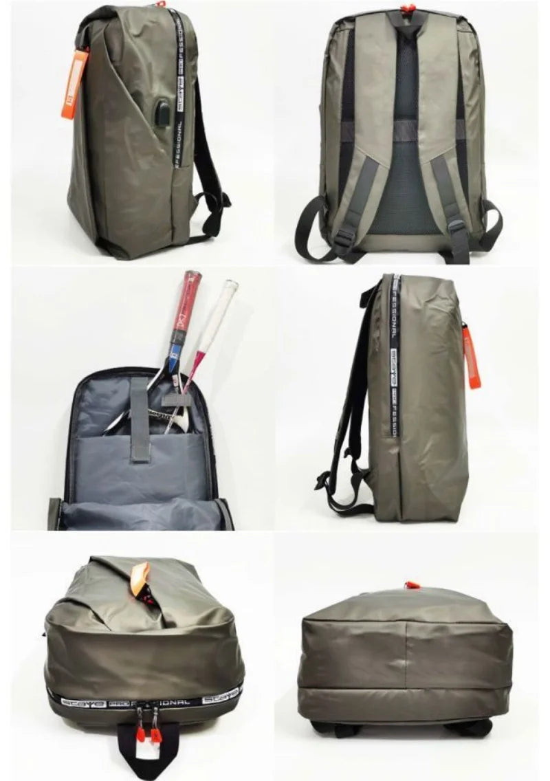 Badminton Backpack Large Capacity PU Lightweight Multifunctional Basketball Bag Tennis Padel Racket Bag with Shoe Compartment