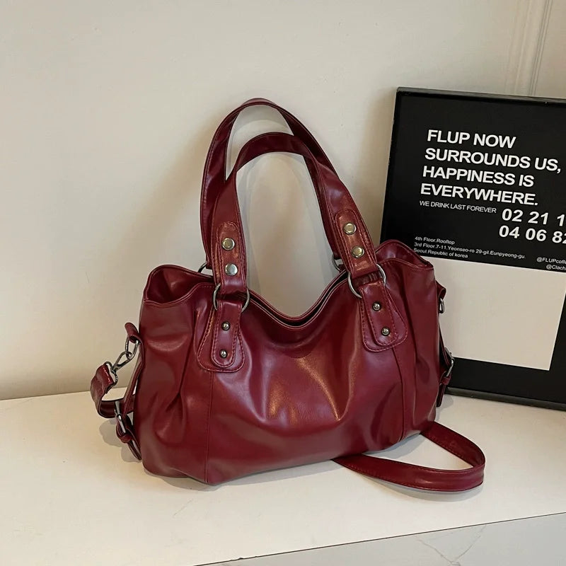 Fashion Classic Versatile Large Capacity Shoulder Bag Soft Commuter Retro Handbag Pu Leather Ladies Tote Bags Women Shopping Bag