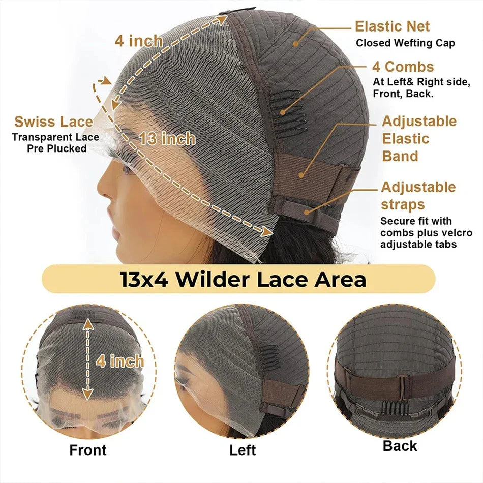 Short Pixie Cut Straight Bob Wig 13x4 Lace Front Human Hair Wigs Pre plucked Pixie Cut Transparent Lace For Women Natural Color