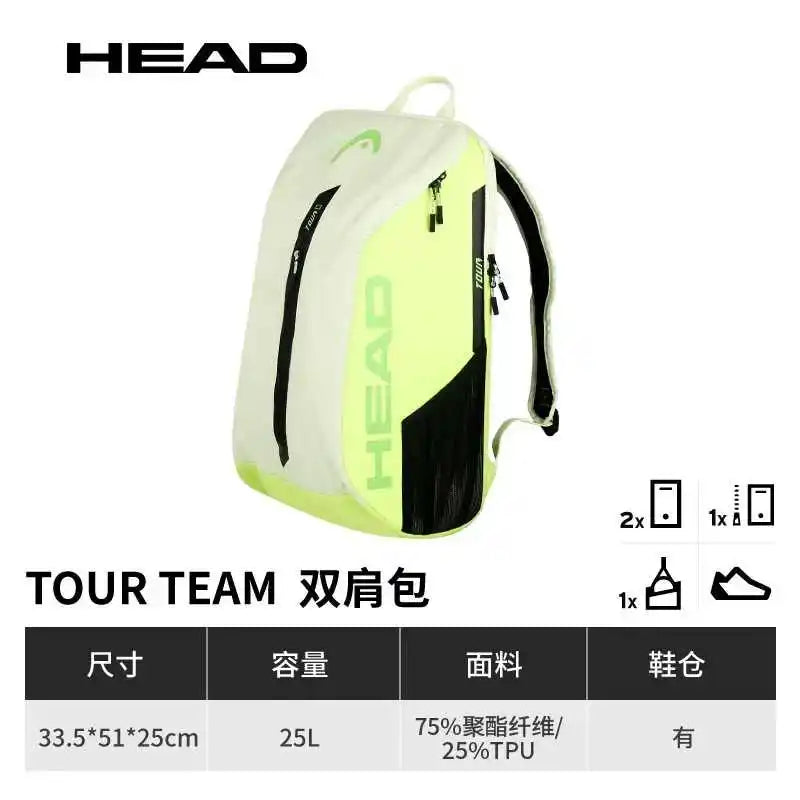 HEAD Tour Team Tennis Racket Backpack Tennis Bag Male Multifunctional Sports Bag Female Tenis Padel Racket Bag Badminton Genuine
