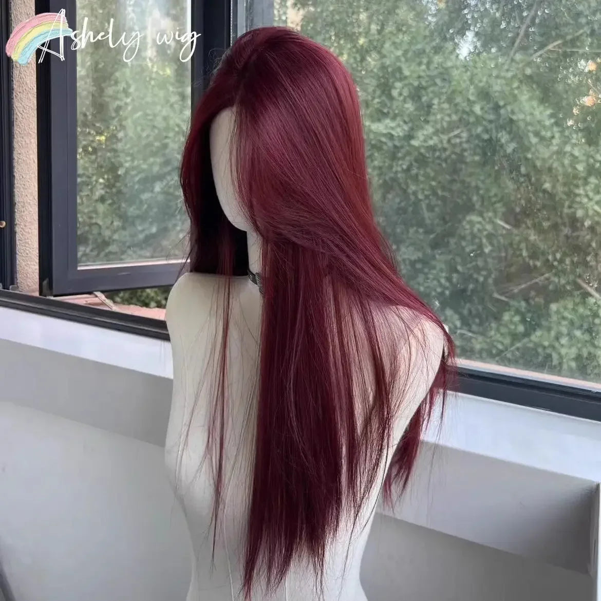 Black Synthetic Wig With a Feminine Charm. Long Straight Hair In The Middle Part. Natural Full Head Cover For Daily Cosplay
