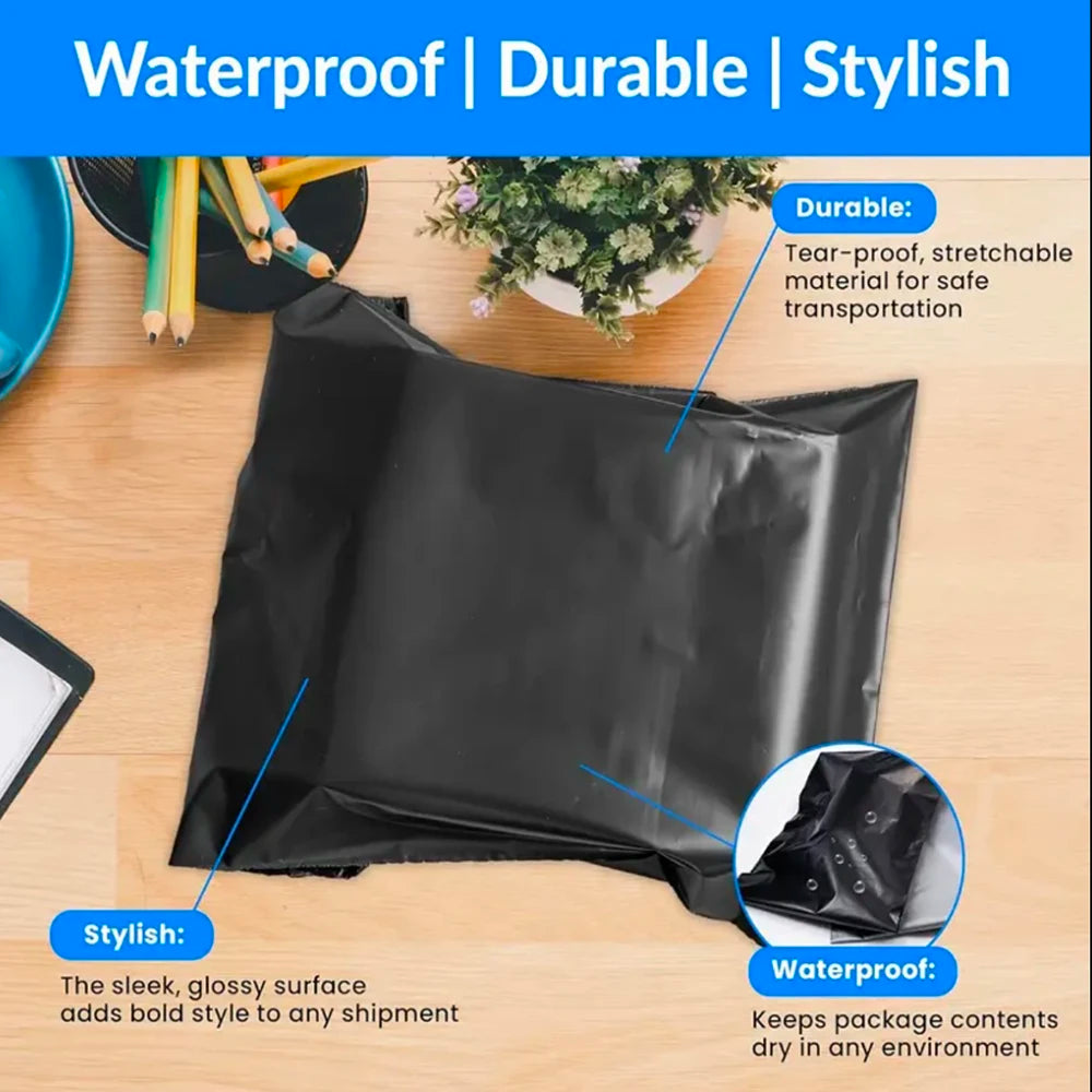 50Pcs Shipping Envelope Bags Plastic Express Envelope Storage Bags Black Color Mailing Bags Self Adhesive Seal Courier Bag