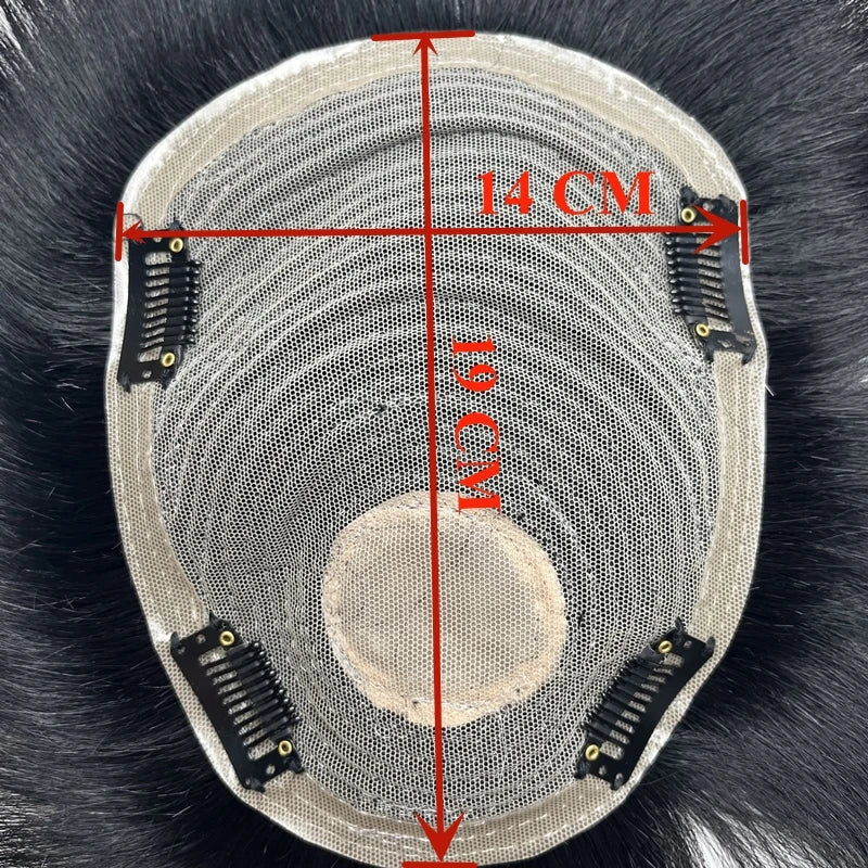 Man Toupee with 4 Clips on Short Real Human Hair Replacement System Prosthetic Men's Wig Male Pieces For Men Baldness