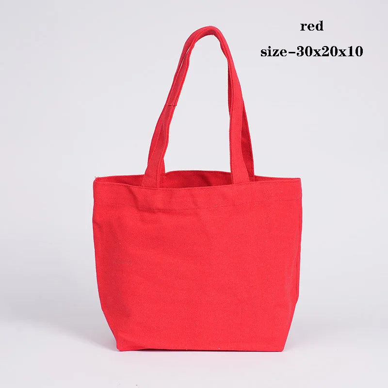 Canvas Cloth Bag Cotton Shopping grocery bags Resuable fabric shoulder bag Folding Tote Portable Handbags School Pen Storage Bag
