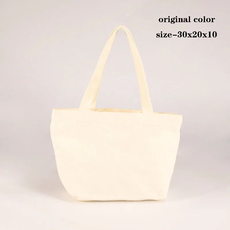 Canvas Cloth Bag Cotton Shopping grocery bags Resuable fabric shoulder bag Folding Tote Portable Handbags School Pen Storage Bag