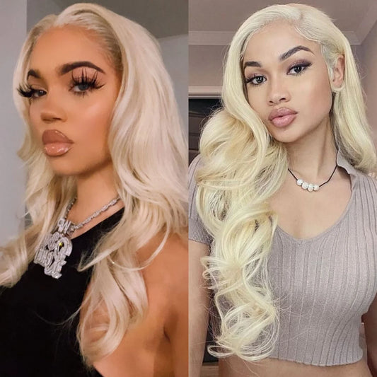 Platinum Blonde Long Wavy Synthetic Wig Free Part Loose Wave Natural Curly 13X4 Lace Front Wigs for Women Daily Party Cosplay