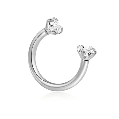 3pc 3mm Zircon Steel 16g Horseshoe Nose Septum Internally Threaded 6mm - 14mm Ring Tragus Ear Lip Stud Piercing