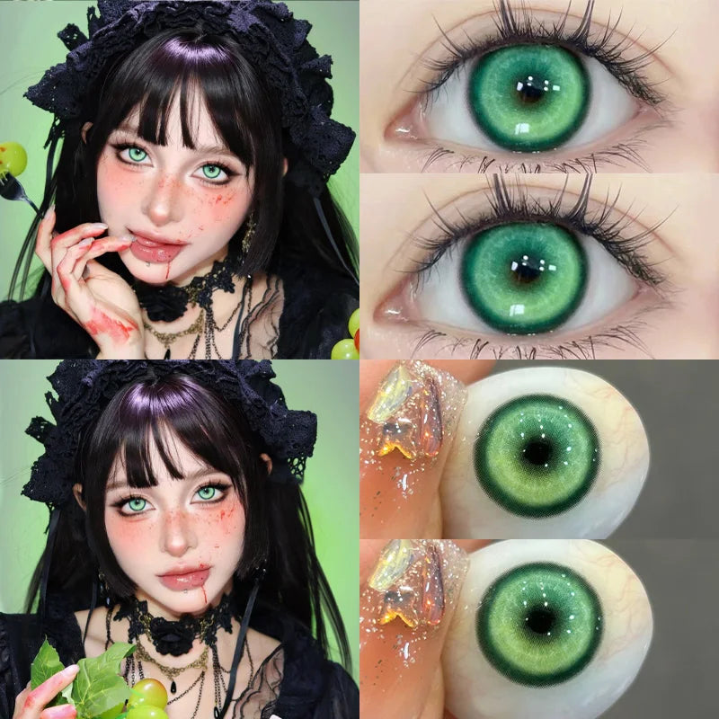 YIMEIXI 2 Pcs Cosplay Gold Colored Contacts Lenses with Degree Halloween Lenses Anime Purple Lenses Big Eyes Soft Makeup Pupils