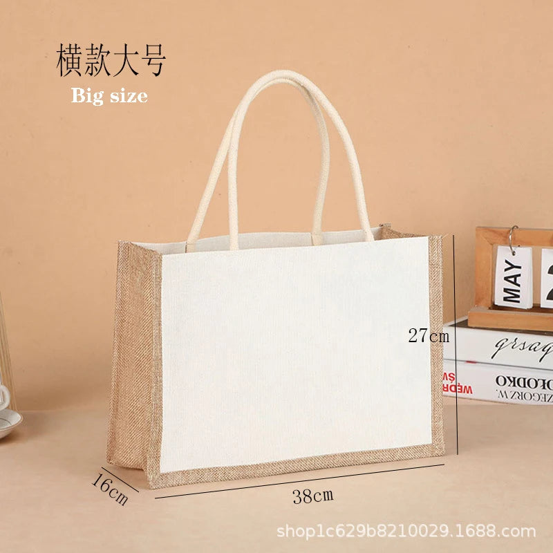 Cotton bag Burlap Grocery Bag Canvas Tote Shopping bag Shoulder Eco-Friendly Handbags Cotton Storage Bag portable burlap handbag