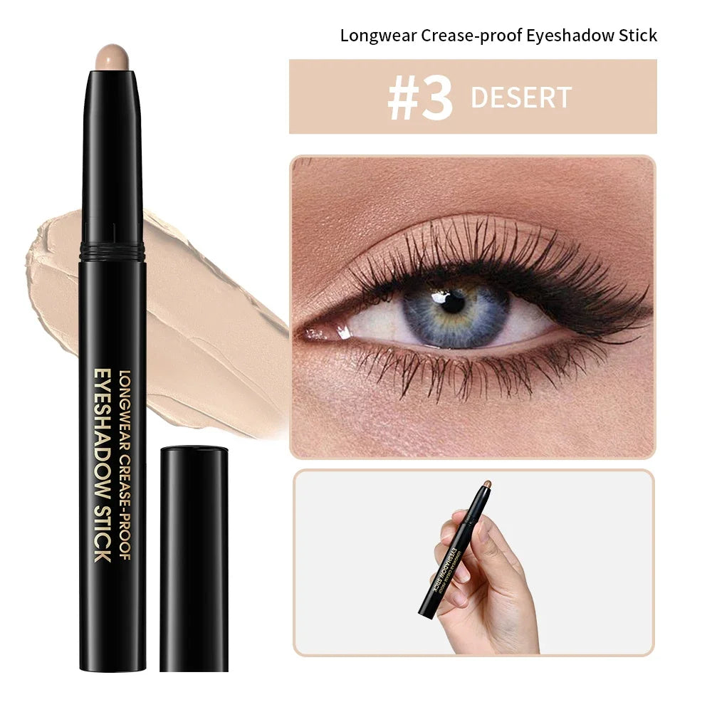 10 Colors Longwear Crease-proof Eyeshadow Pencil Stick Lasting Glitter Shimmer Matte Eye Shadow Highlighter Pen Eyes Makeup Tool