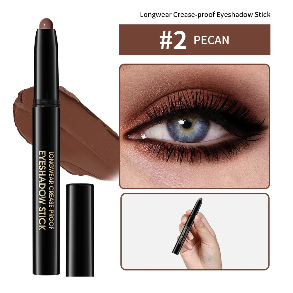 10 Colors Longwear Crease-proof Eyeshadow Pencil Stick Lasting Glitter Shimmer Matte Eye Shadow Highlighter Pen Eyes Makeup Tool
