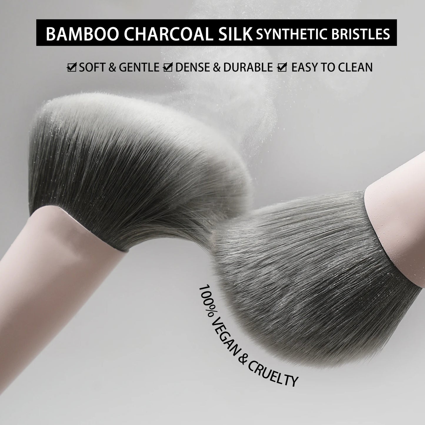 BEILI 12/15 PCS Professional Makeup Brushes Sets Vegan Premium Cosmetics Tool Kakubi Podwer Angled Contour Blush Eyeshadow Brush