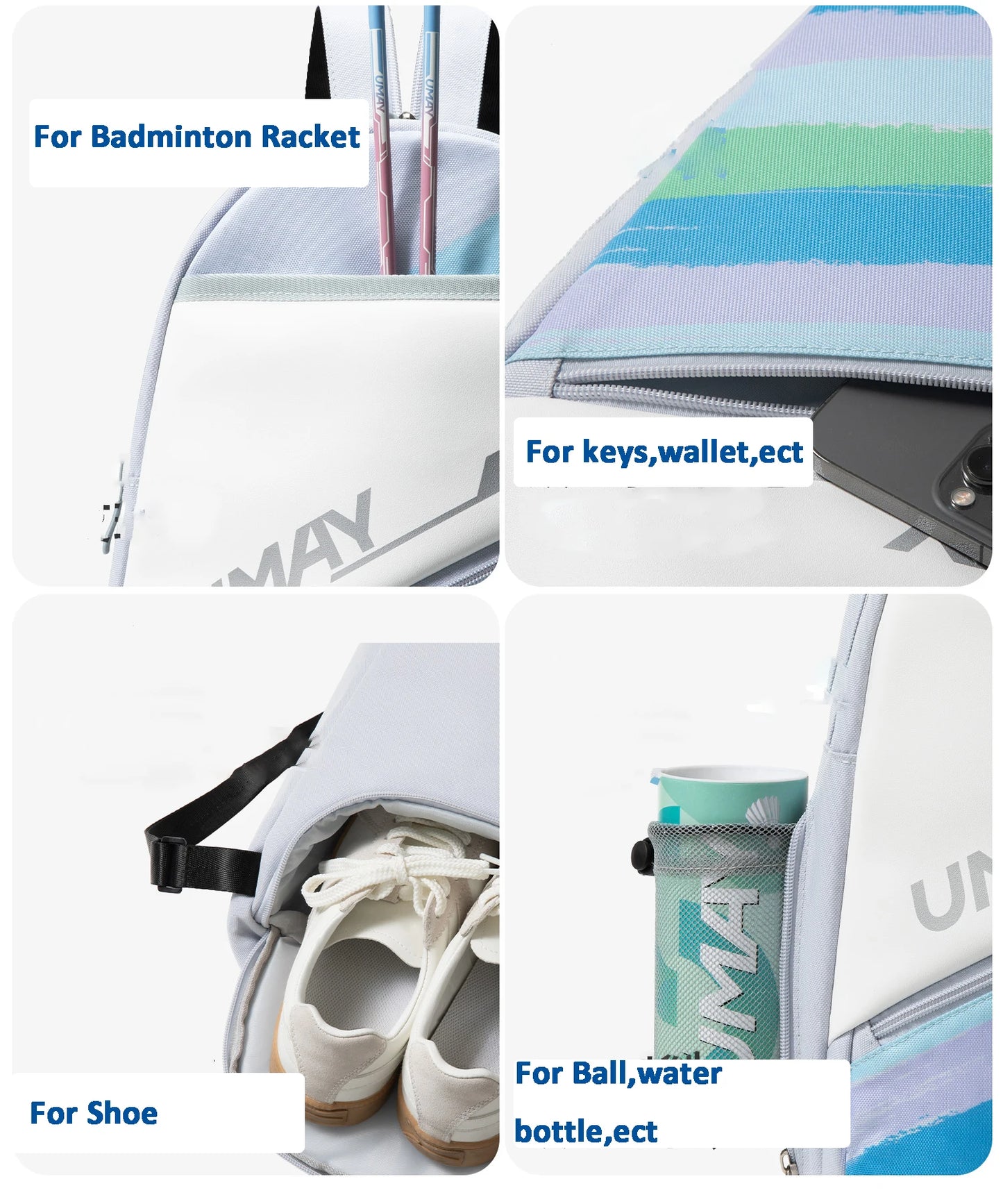 Professional Badminton Racket Bag, Backpack, Unisex Sports Bag, Single Shoulder, Large Capacity Kid Backpack, Tennis Racket Bag