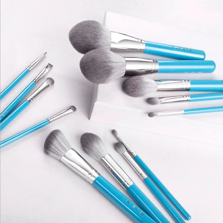 13pcs/set Blue Makeup brushes whole set Big Powder Blusher sculpting Eyeshadow make up kit smudge highlighter eyebrow lip brush