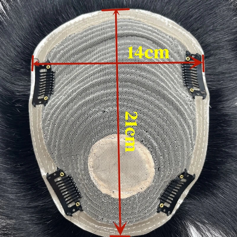 Man Toupee with 4 Clips on Short Real Human Hair Replacement System Prosthetic Men's Wig Male Pieces For Men Baldness