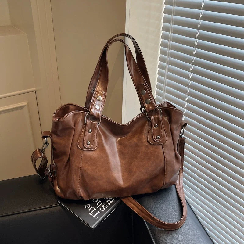 Fashion Classic Versatile Large Capacity Shoulder Bag Soft Commuter Retro Handbag Pu Leather Ladies Tote Bags Women Shopping Bag