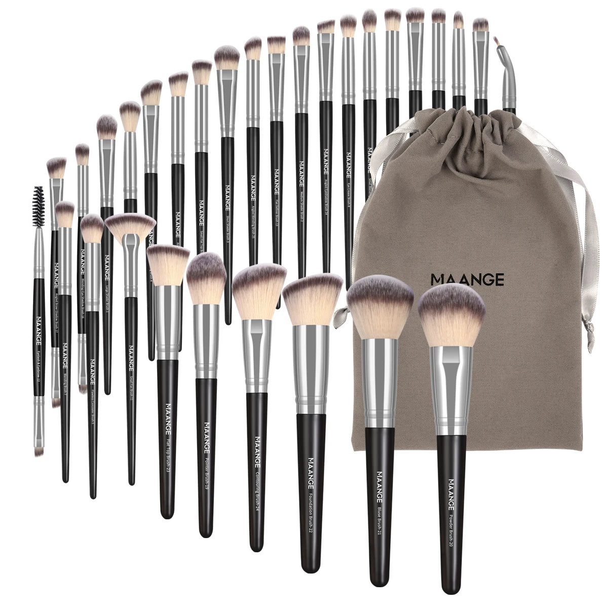 Professional Makeup Brush Set 30pcs Foundation Concealers Eye Shadows Powder Blush Blending Brushes Beauty Tools with Bag Kit