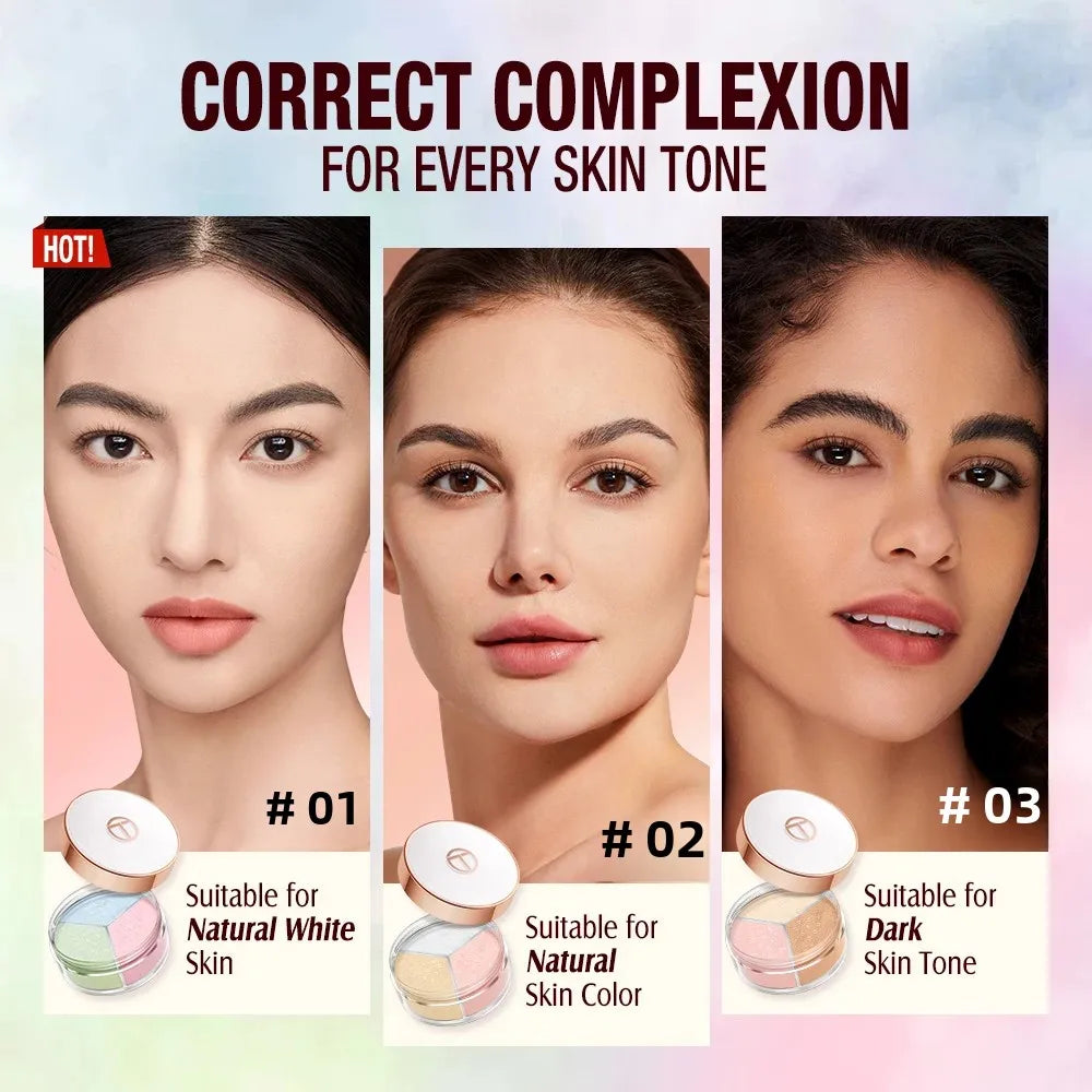 O.TWO.O 3 Color Loose Powder Hides Oil Pores Face Powder Blend Naturally Setting Powder Fix Lock Makeup Matte Finishing Powder
