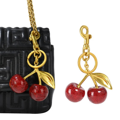 Hot Sale Beautiful 3D Balloon Dog Bag Charms Cute Cherry Purse Trinkets Pearl Phone Charm Keychain Pendant For Bags Accessories