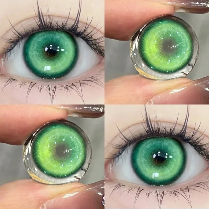 YIMEIXI 1 Pair New Colored Contacts Lenses with Myopia 0~-8.00 Degree Yearly Cosplay Cosmetic Makeup Pupils 14.5mm Blue Eye Lens