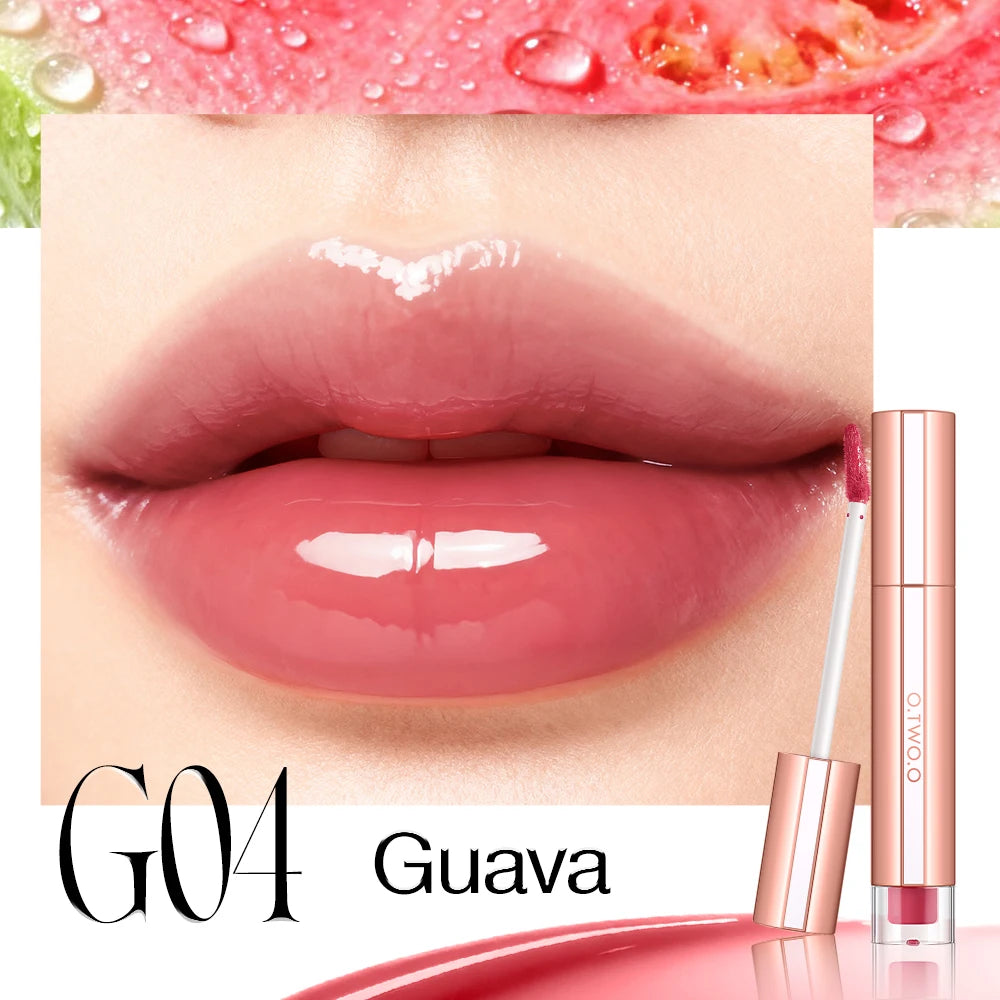 O.TWO.O Liquid Lip Gloss Lipstick Glossy Finish High-Shine Long Lasting Moisturize Non-Stick Glassy Lips Glossy Lip Stain Makeup