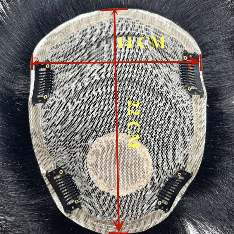 Man Toupee with 4 Clips on Short Real Human Hair Replacement System Prosthetic Men's Wig Male Pieces For Men Baldness