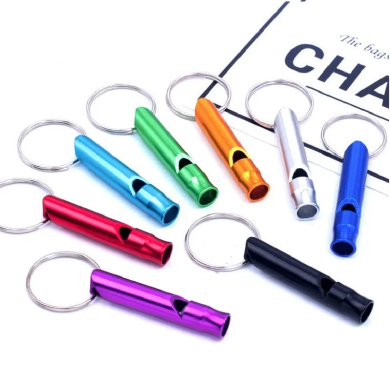 Cheap Whistle Keychain Self Defense Outdoor Multifunctional Metal Aluminum SOS First Aid Whistle Explore Keyring Key Chain