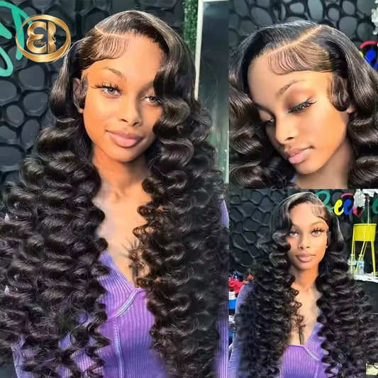 250 Density 30 40 Inch Loose Deep Wave Lace Frontal Wig 13x6 Hd Curly Human Hair Wigs 360 Water Wave Pre plucked Lace Front Wig