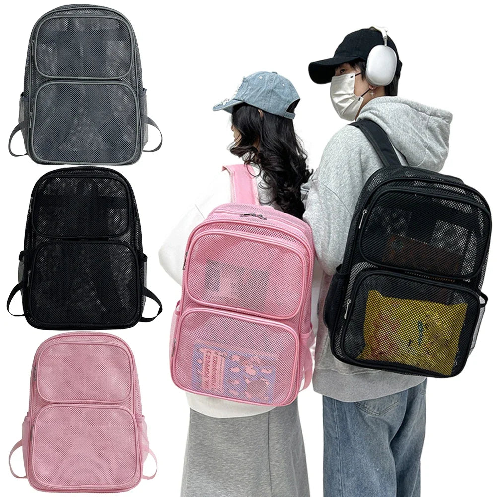 Large Mesh Backpack See Through Mesh Backpack with Comfort Straps Large Capacity School Bag Heavy Duty for Outdoor Sports