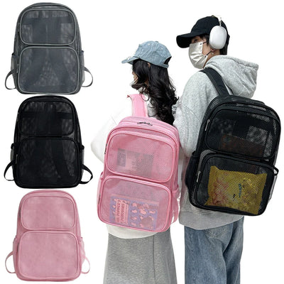 Large Mesh Backpack See Through Mesh Backpack with Comfort Straps Large Capacity School Bag Heavy Duty for Outdoor Sports