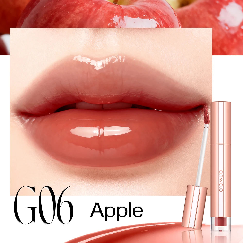 O.TWO.O Liquid Lip Gloss Lipstick Glossy Finish High-Shine Long Lasting Moisturize Non-Stick Glassy Lips Glossy Lip Stain Makeup