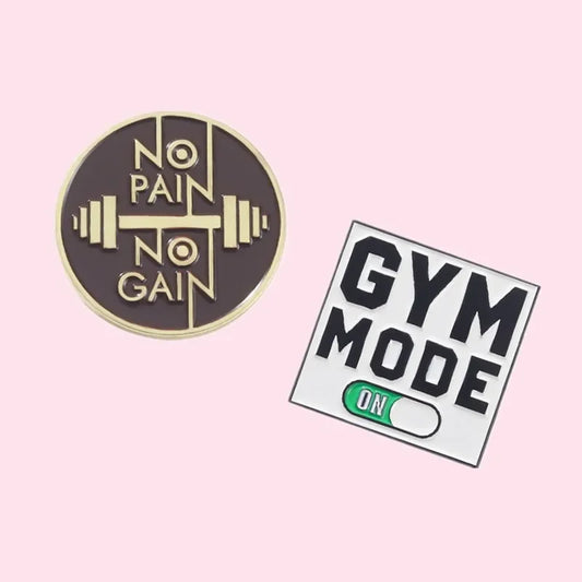 Gym Mooe Enamel Pins No Pain No Gain Excitation Encourage Brooches Backpack Lapel Badge Sports Lover Jewelry Gifts Free Shipping