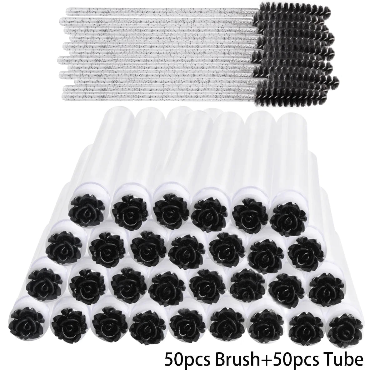 25/50Pcs Eyelash Brush Tubes Crystal Lash Mascara Wands Eyebrow Comb Spoolies Container Lashes Brushes Applicators Makeup Tools
