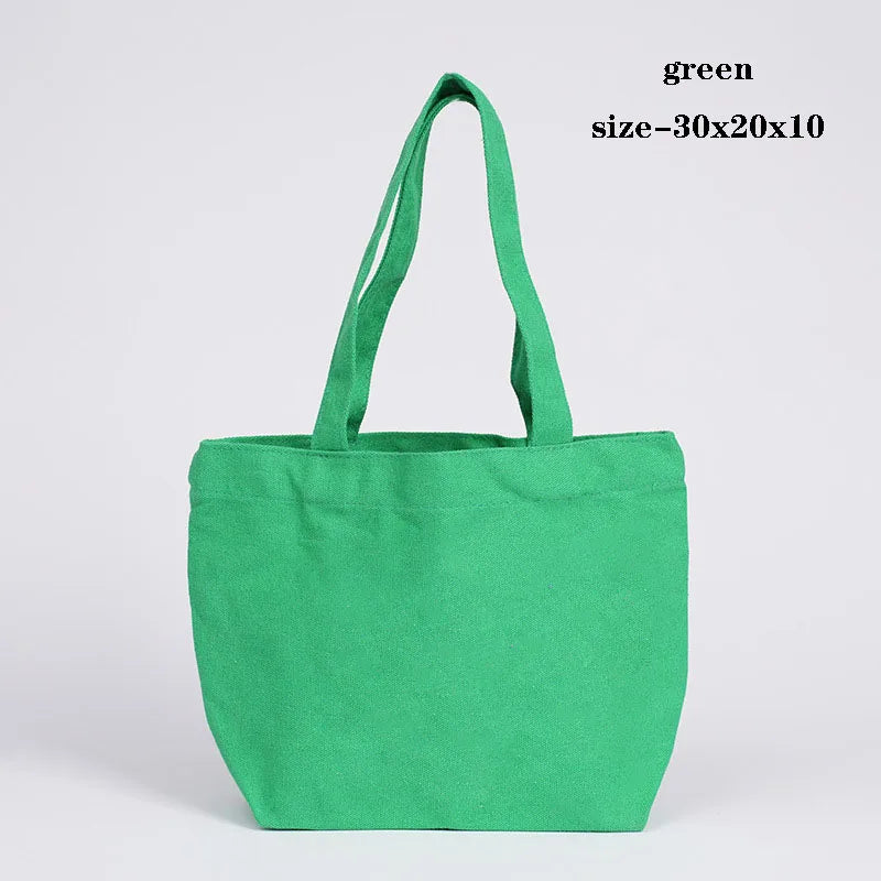 Canvas Cloth Bag Cotton Shopping grocery bags Resuable fabric shoulder bag Folding Tote Portable Handbags School Pen Storage Bag