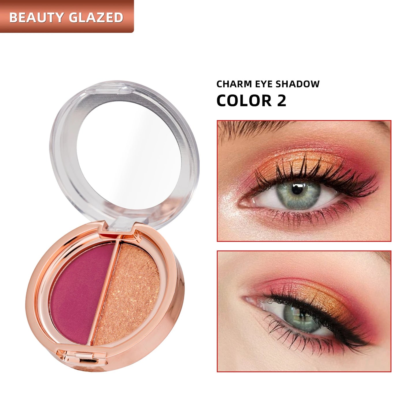 BEAUTY GLAZED 2 IN 1 Eye Shadow Palette Matte Glitter Eyeshadow Neon Nude Red Piow Pigments Shadow Professional Makeup Palette