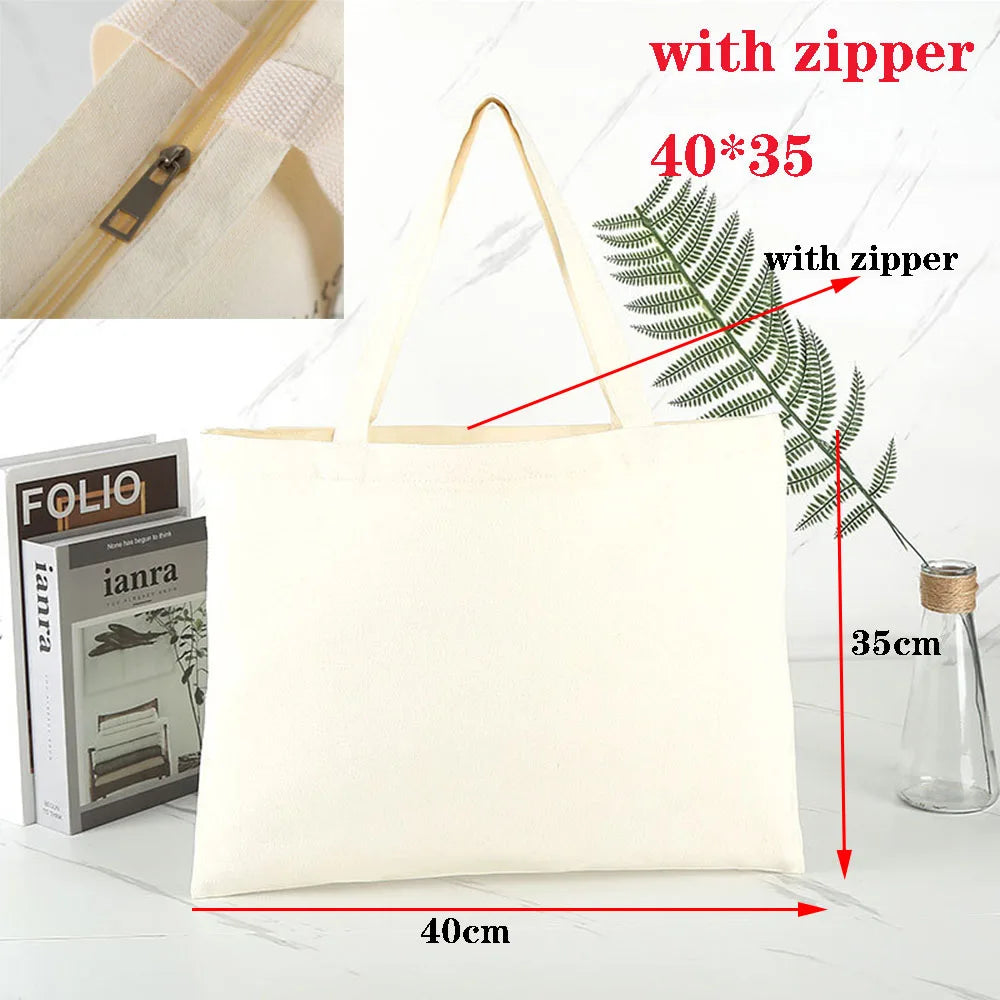 Canvas Bag Storage Bag Grocery Bag Eco-Friendly foldable Bag folding Pocket Tote Portable Shoulder Handbags Food Shopping bag