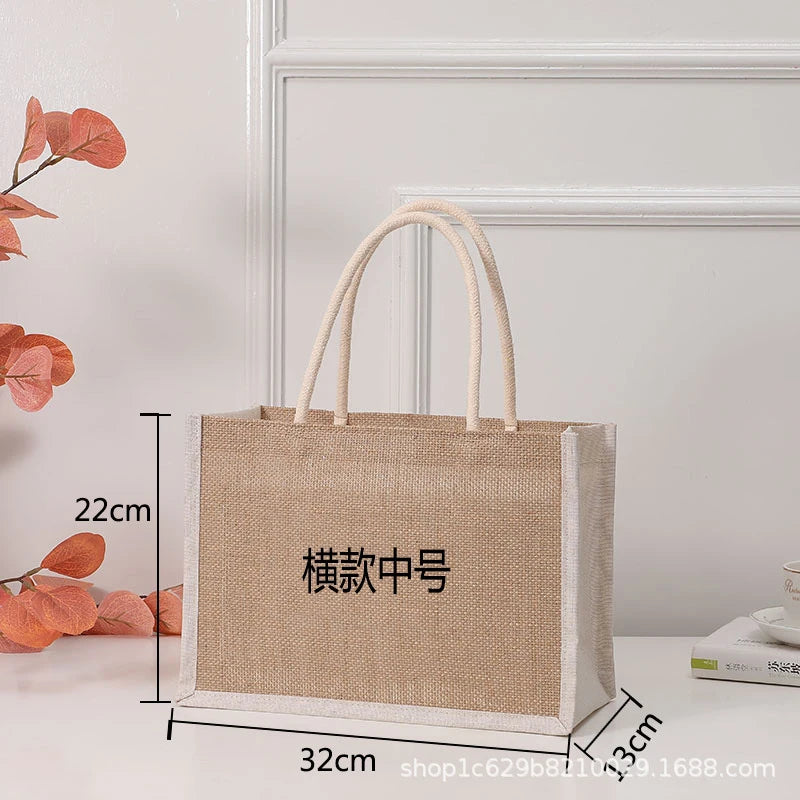 Cotton bag Burlap Grocery Bag Canvas Tote Shopping bag Shoulder Eco-Friendly Handbags Cotton Storage Bag portable burlap handbag