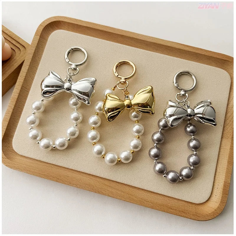 Hot Sale Beautiful 3D Balloon Dog Bag Charms Cute Cherry Purse Trinkets Pearl Phone Charm Keychain Pendant For Bags Accessories