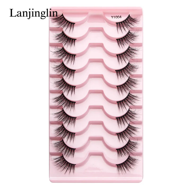Half Eey Lashes 3/5/10 Pairs New Faux Mink Lashes Natural False Eyelashes Wispy Fluffy Eyelash Extension Makeup Half Lashes Tool