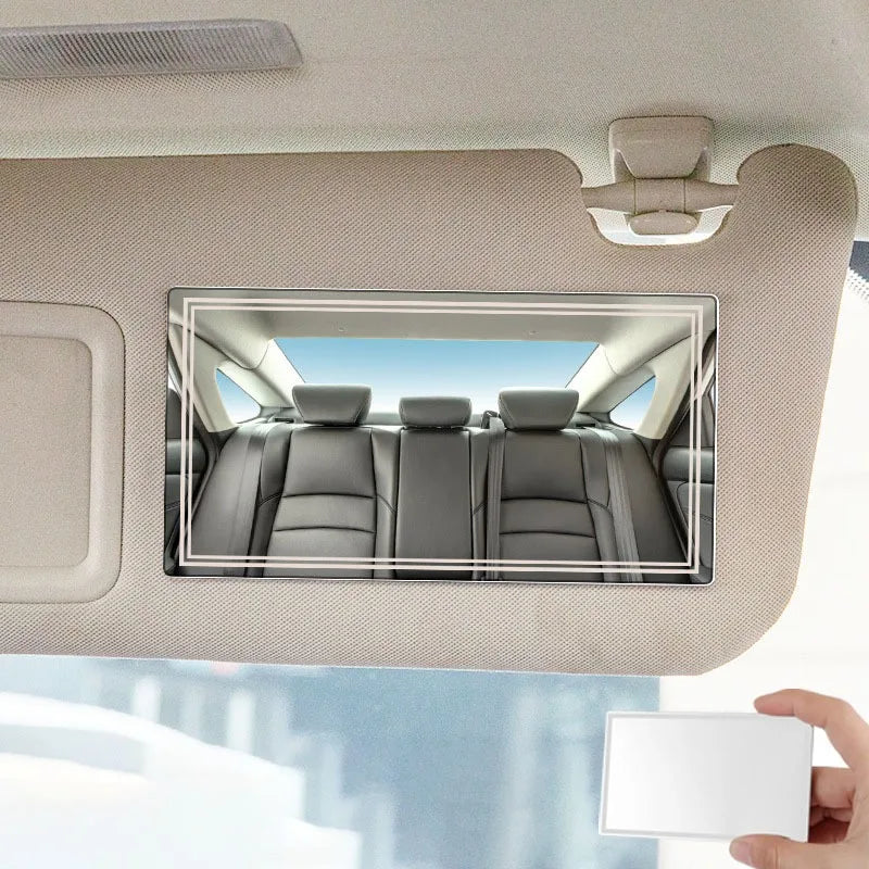 Sunshade, Rearview Mirror, Makeup Mirror, High-definition Universal Rearview Mirror - Stainless Steel Adhesive Transparent Glass