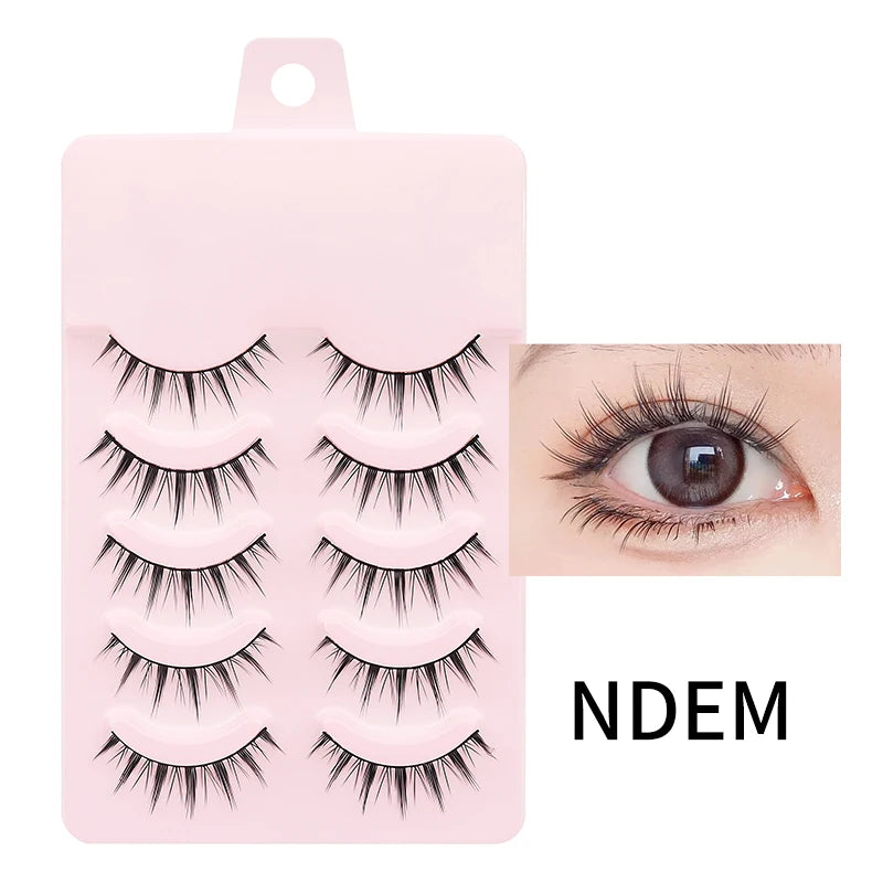 DINGSEN 5 Pairs Manga Lashes Eyes Lashes Soft Natural Long Eyelashes Fake Lashes Anime Wispy Strip False Eyelashes Makeup
