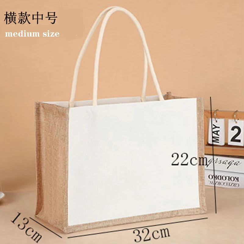 Cotton bag Burlap Grocery Bag Canvas Tote Shopping bag Shoulder Eco-Friendly Handbags Cotton Storage Bag portable burlap handbag
