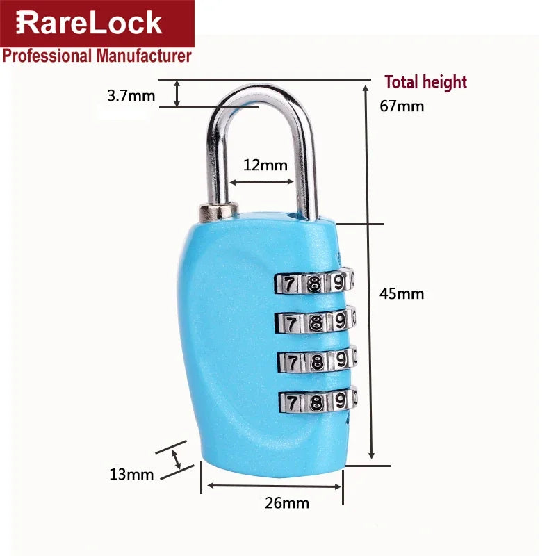 3 Code Password Lock Bags Partner Padlock for Gym Boxes Cabinet Handbag Backpack Rarelock MMS14 G
